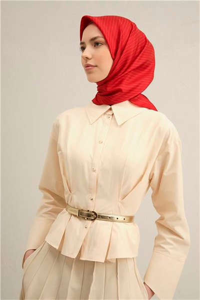 Armine Klasik Desenli Saf İpek Twill Eşarp 9348D 85