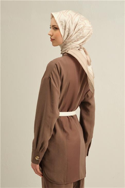 Armine Klasik Desenli Saf İpek Twill Eşarp 9343D 34