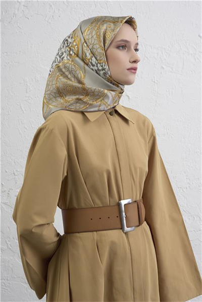 Armine Klasik Desenli Saf İpek Twill Eşarp 9411D 83