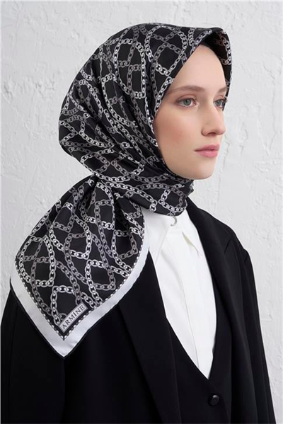 Armine Klasik Desenli Saf İpek Twill Eşarp 9410D 89