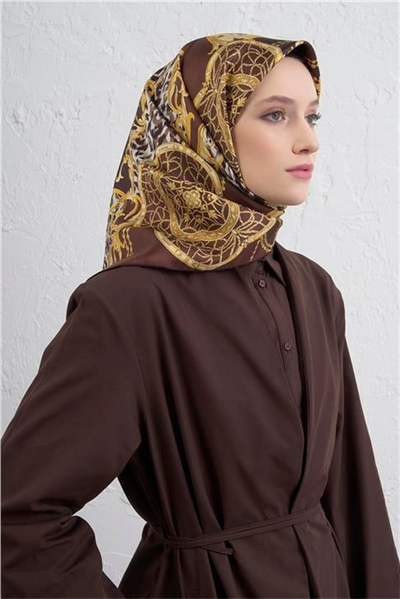 Armine Klasik Desenli Saf İpek Twill Eşarp 9411D 80