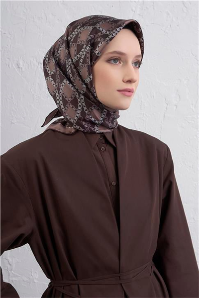 Armine Klasik Desenli Saf İpek Twill Eşarp 9410D 87