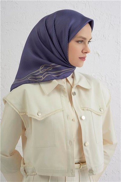 Armine Klasik Desenli Saf İpek Twill Eşarp 9404D 09