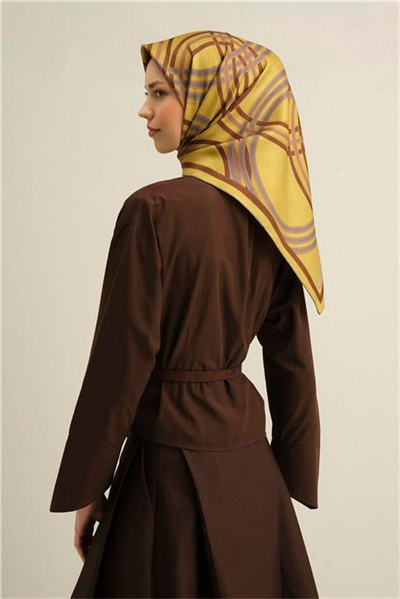Armine Klasik Desenli Saf İpek Twill Eşarp 9333D 56