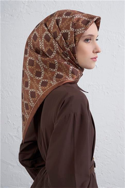 Armine Klasik Desenli Saf İpek Twill Eşarp 9410D 37