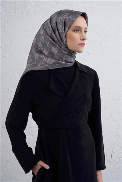 Armine Klasik Desenli Saf İpek Twill Eşarp 9410D 88