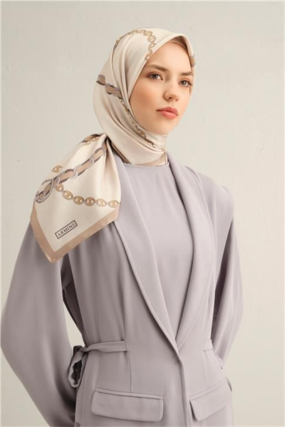 Armine Klasik Desenli Saf İpek Twill Eşarp 9346D 05