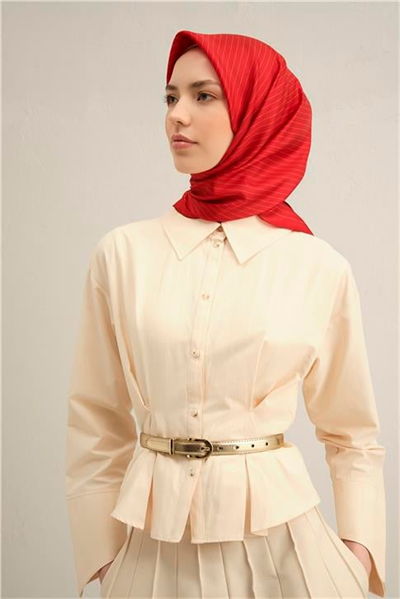 Armine Klasik Desenli Saf İpek Twill Eşarp 9348D 85