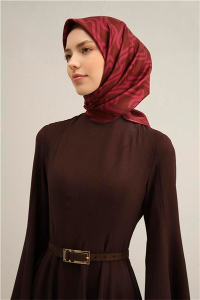 Armine Klasik Desenli Saf İpek Twill Eşarp 9343D 87