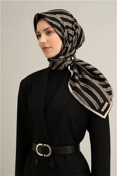 Armine Klasik Desenli Saf İpek Twill Eşarp 9351D 57