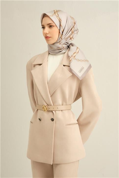 Armine Klasik Desenli Saf İpek Twill Eşarp 9346D 31