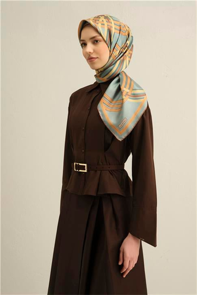 Armine Klasik Desenli Saf İpek Twill Eşarp 9333D 84