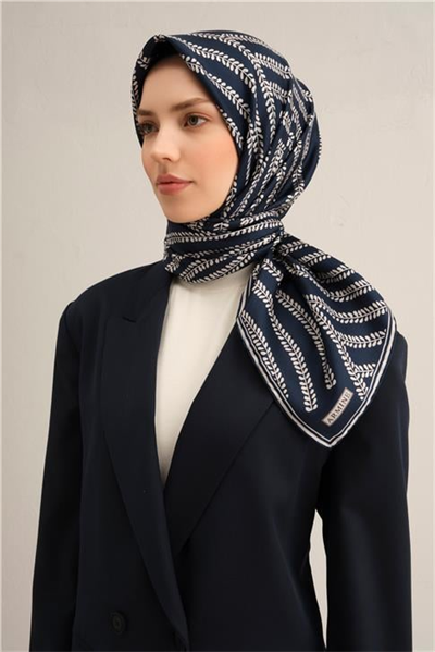 Armine Klasik Desenli Saf İpek Twill Eşarp 9351D 07