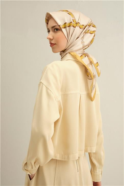 Armine Klasik Desenli Saf İpek Twill Eşarp 9346D 33