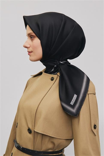 Armine Klasik Desenli Saf İpek Twill Eşarp 9356D 80