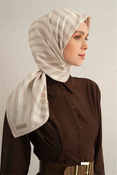 Armine Klasik Desenli Saf İpek Twill Eşarp 9351D 80