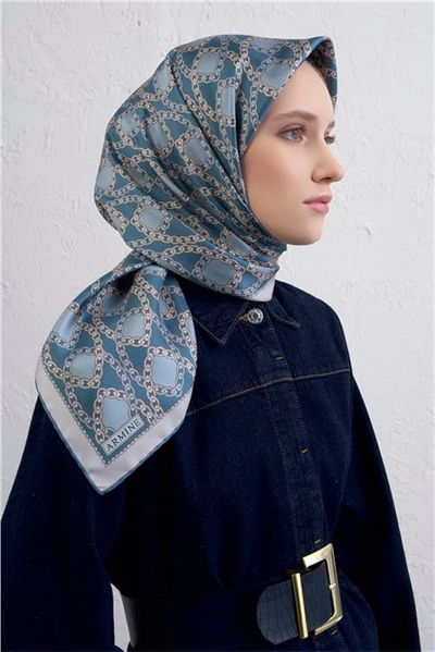 Armine Klasik Desenli Saf İpek Twill Eşarp 9410D 36