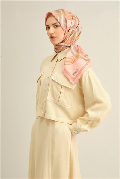Armine Klasik Desenli Saf İpek Twill Eşarp 9333D 06