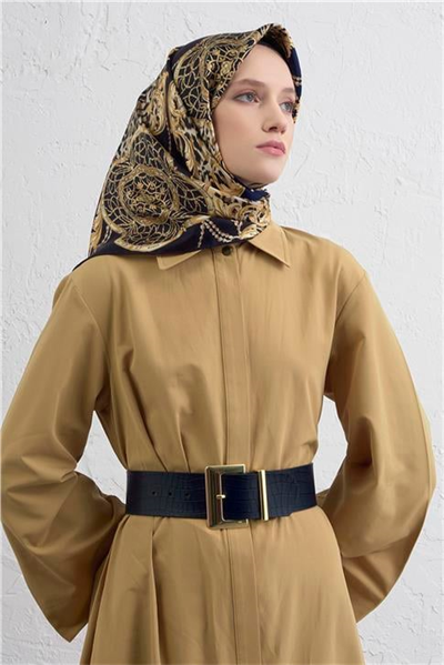 Armine Klasik Desenli Saf İpek Twill Eşarp 9411D 36