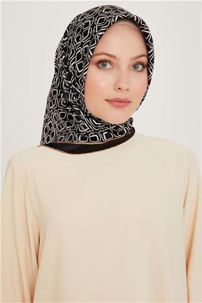Armine Klasik Desenli Sura Saf İpek Eşarp 9248D 80 50
