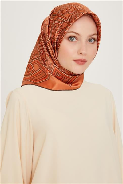 Armine Klasik Desenli Sura Saf İpek Eşarp 9213D 06