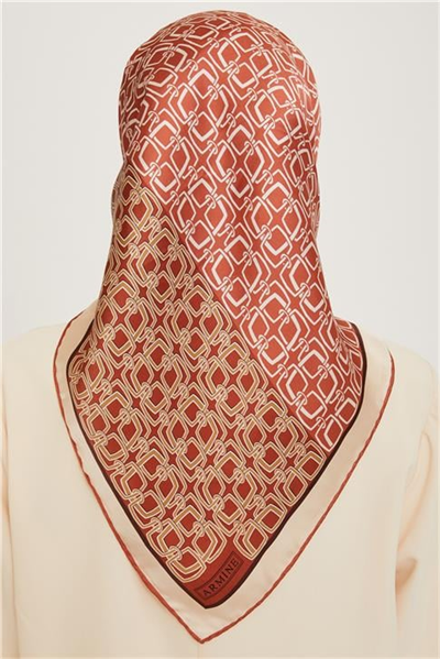 Armine Klasik Desenli Sura Saf İpek Eşarp 9248D 80 34