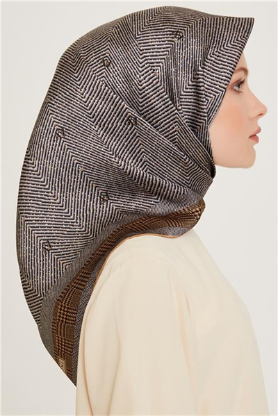 Armine Klasik Desenli Sura Saf İpek Eşarp 9252D 03