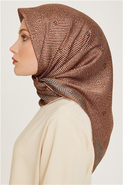 Armine Klasik Desenli Sura Saf İpek Eşarp 9252D 01