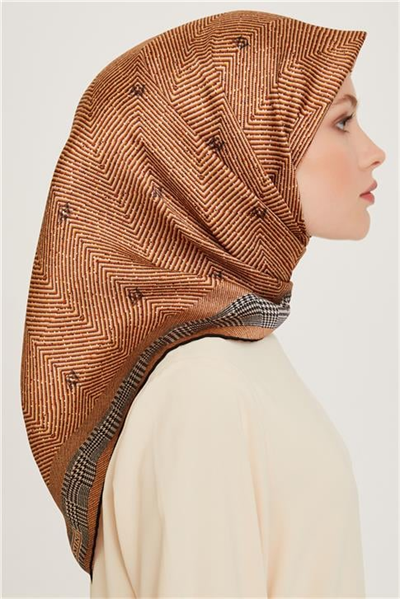 Armine Klasik Desenli Sura Saf İpek Eşarp 9252D 35