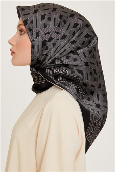 Armine Klasik Desenli Sura Saf İpek Eşarp 9213D 03