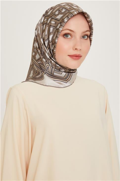 Armine Klasik Desenli Sura Saf İpek Eşarp 9213D 34