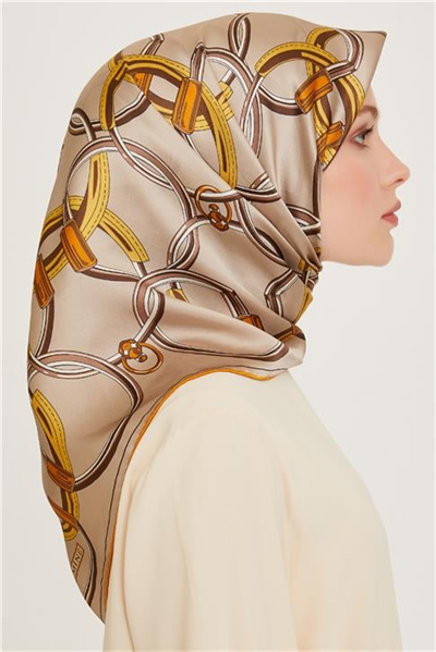 Armine Klasik Desenli Sura Saf İpek Eşarp 9203D 33