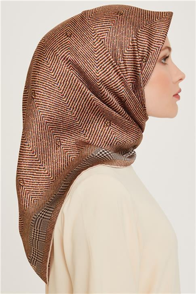 Armine Klasik Desenli Sura Saf İpek Eşarp 9252D 01