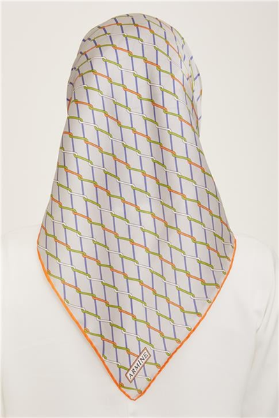 Armine Klasik Desenli Twill İpek Eşarp 24Ya9152 85 31
