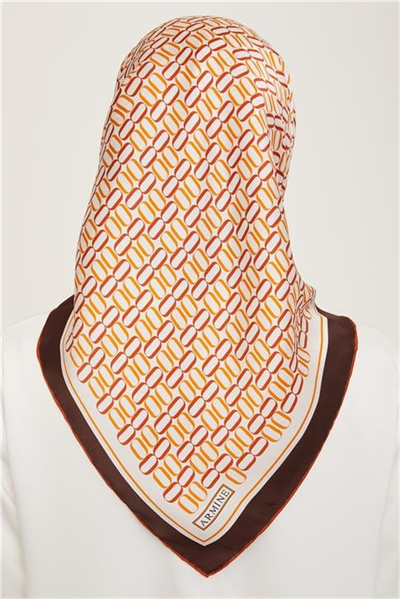 Armine Klasik Desenli Twill İpek Eşarp 24Ya9149 8 53