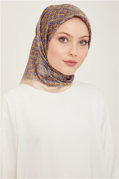 Armine Klasik Desenli Twill İpek Eşarp 24Ya9134 67 32