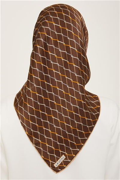 Armine Klasik Desenli Twill İpek Eşarp 24Ya9152 85 34