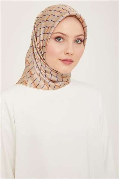 Armine Klasik Desenli Twill İpek Eşarp 24Ya9152 85 40