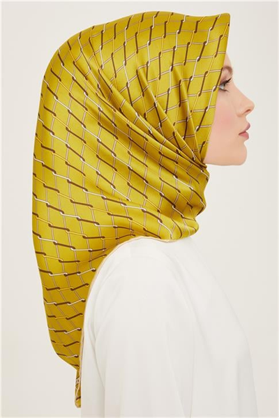 Armine Klasik Desenli Twill İpek Eşarp 24Ya9152 85 43