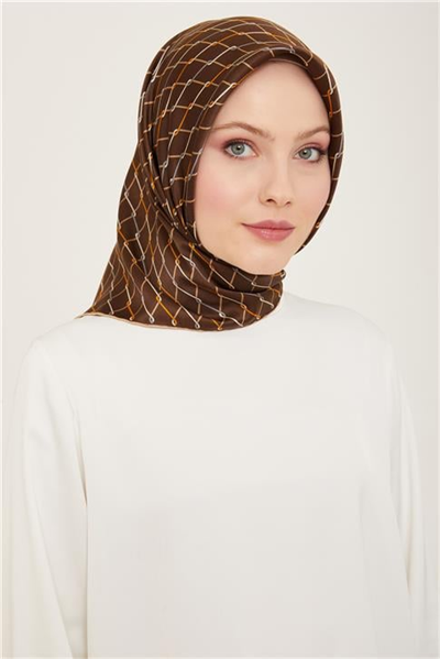 Armine Klasik Desenli Twill İpek Eşarp 24Ya9152 85 34
