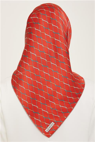 Armine Klasik Desenli Twill İpek Eşarp 24Ya9152 85 81