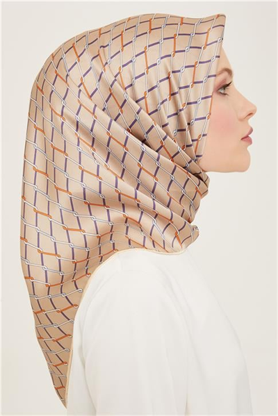 Armine Klasik Desenli Twill İpek Eşarp 24Ya9152 85 40