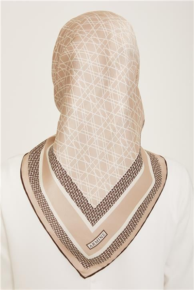 Armine Klasik Desenli Twill İpek Eşarp 24Ya9167 2 83