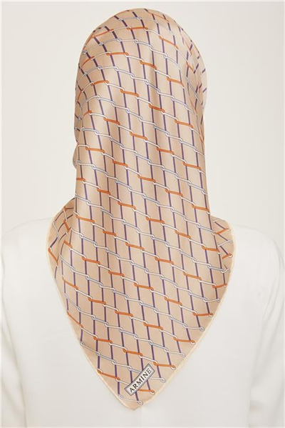 Armine Klasik Desenli Twill İpek Eşarp 24Ya9152 85 40