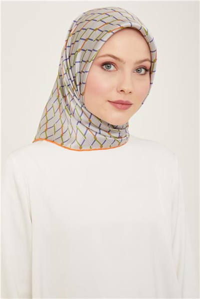 Armine Klasik Desenli Twill İpek Eşarp 24Ya9152 85 31