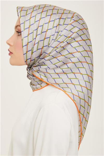 Armine Klasik Desenli Twill İpek Eşarp 24Ya9152 85 31