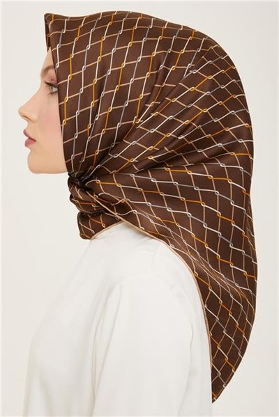 Armine Klasik Desenli Twill İpek Eşarp 24Ya9152 85 34