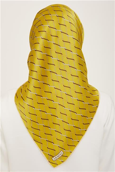 Armine Klasik Desenli Twill İpek Eşarp 24Ya9152 85 43