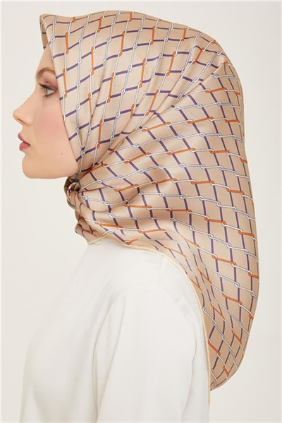 Armine Klasik Desenli Twill İpek Eşarp 24Ya9152 85 40