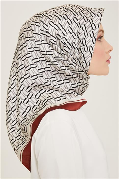 Armine Klasik Desenli Twill İpek Eşarp 24Ya9149 8 09